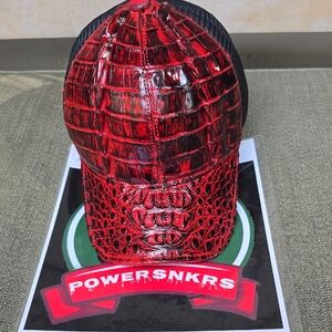 Red Crocodile Pattern Cap Hand Made